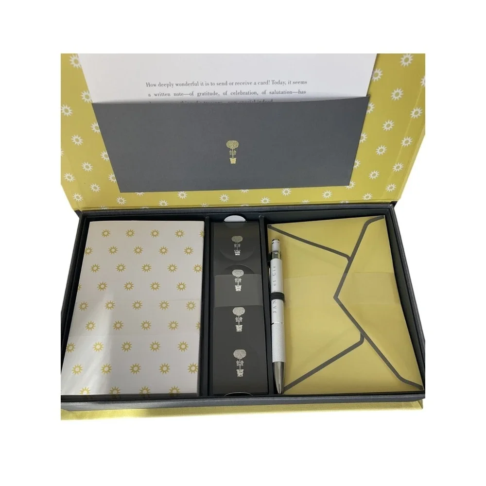 Janus et‎ Cie Stationary Gift Set 25 Cards Envelopes Pen Box Luxury